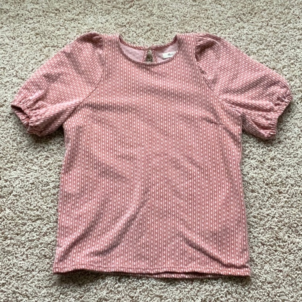 Madewell Dusty Pink Blouse with Puff Sleeves Women’s size Small